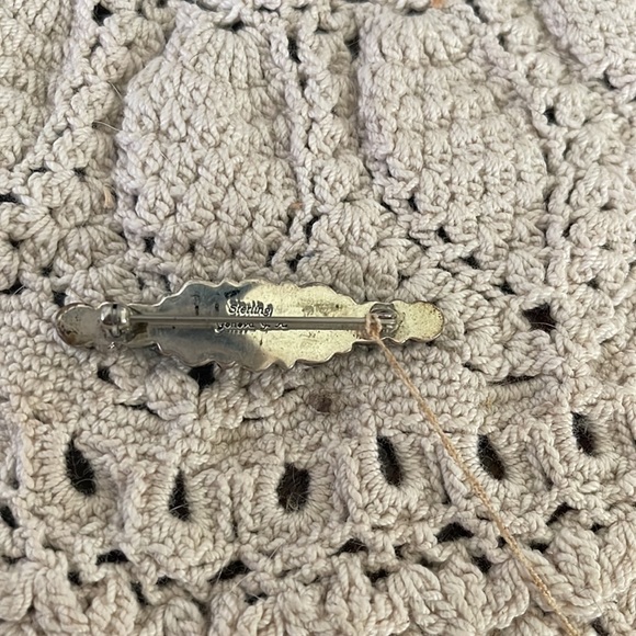Geneva Apachito Navajo pin. Sterling and turquoise vintage with tag - Picture 3 of 3